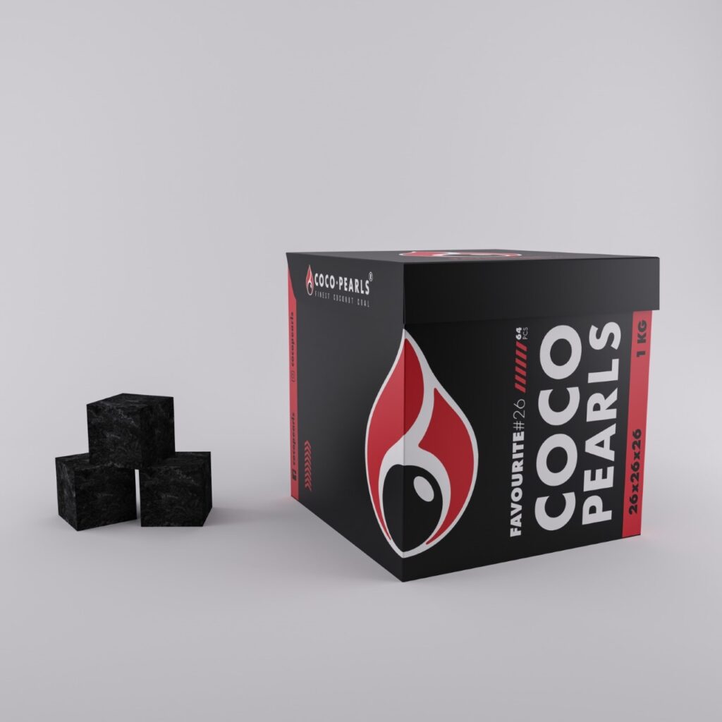 Coco Pearls Charcoal 26mmX26mm Natural 100 coconut charcoal H2O Shisha Velar